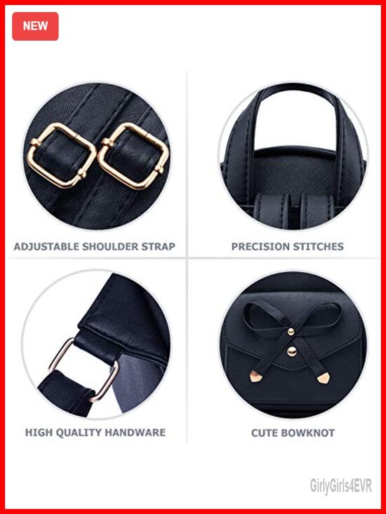 Mini Bowknot PU Leather Backpack 3-Piece Set with Shoulder Bag and Card Wallet main image 4